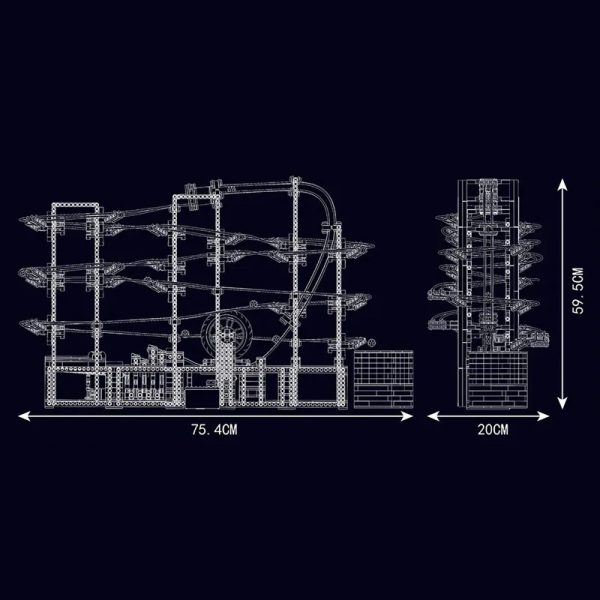 Mould King 26002 Marble run kocke za sestavljanje, Motorizirani deli, 2438-delni - slika 8