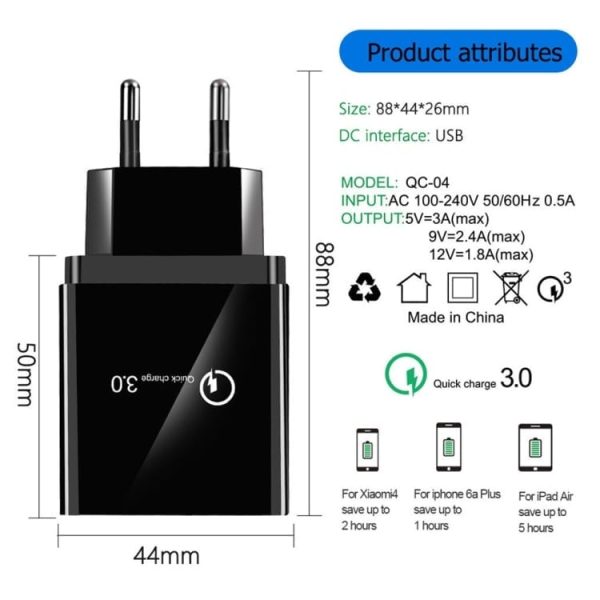 2v1 komplet za polnjenje - adapter za polnjenje 30W + USB-C kabel 3A - Črn - slika 4