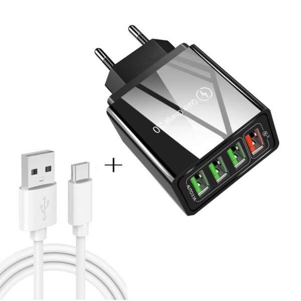 2v1 komplet za polnjenje - adapter za polnjenje 30W + USB-C kabel 3A - Črn