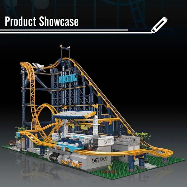 Moukd King 11012 roller coaster kocke za sestavljanje, Motorizirani deli, 3024-delni - slika 3