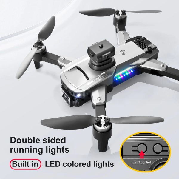 Dron S99 Max V2 s kamerami in sistemom za prepoznavo ovir, Brezkrtačni motorji, LED efekti - slika 3