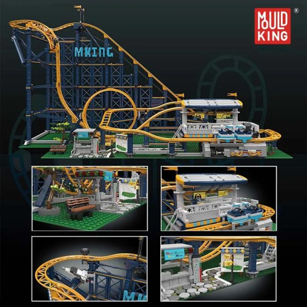 Moukd King 11012 roller coaster kocke za sestavljanje, Motorizirani deli, 3024-delni - slika 4