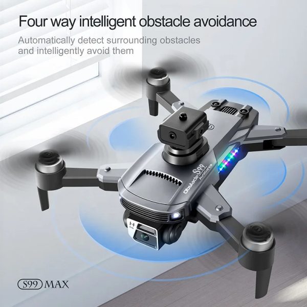 Dron S99 Max V2 s kamerami in sistemom za prepoznavo ovir, Brezkrtačni motorji, LED efekti - slika 6