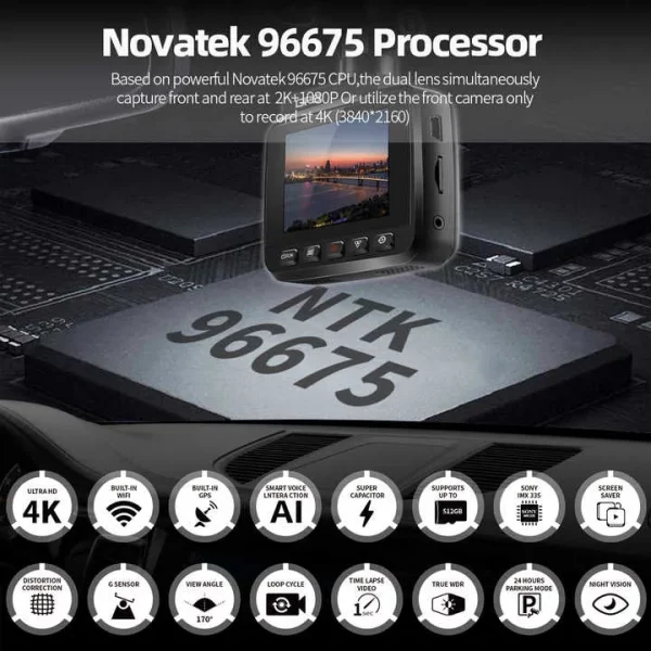 4K Avto kamera za snemanje vožnje z GPS sistemom in 2-palčnim zaslonom AD353 - slika 6