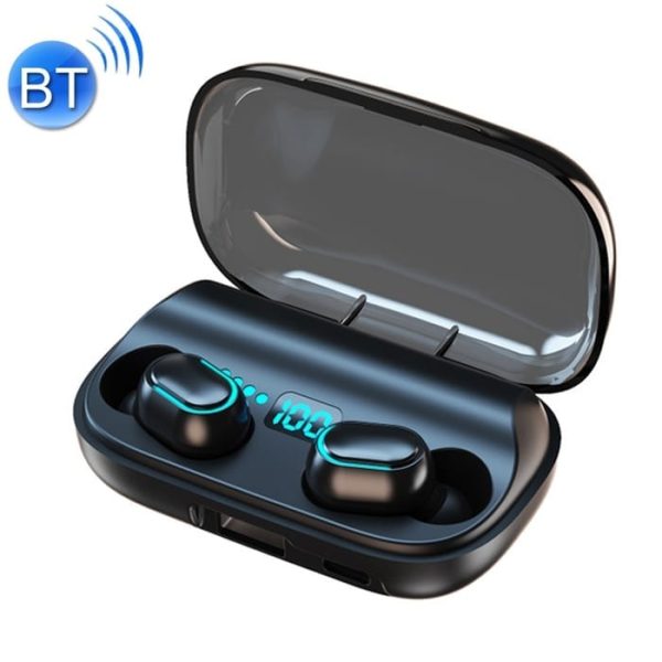 Brezžične slušalke QR3 bluetooth s prenosno polnilno postajo - črna