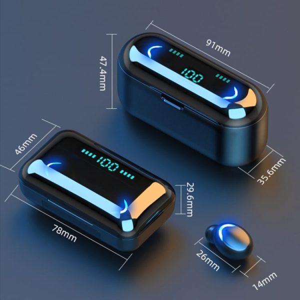 Brezžične slušalke QS3 bluetooth s prenosno polnilno postajo - črna - slika 9