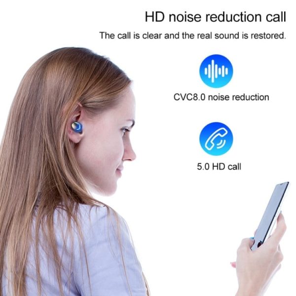 Brezžične slušalke QS3 bluetooth s prenosno polnilno postajo - črna - slika 10