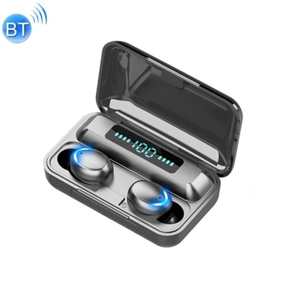 Brezžične slušalke QS3 bluetooth s prenosno polnilno postajo - črna