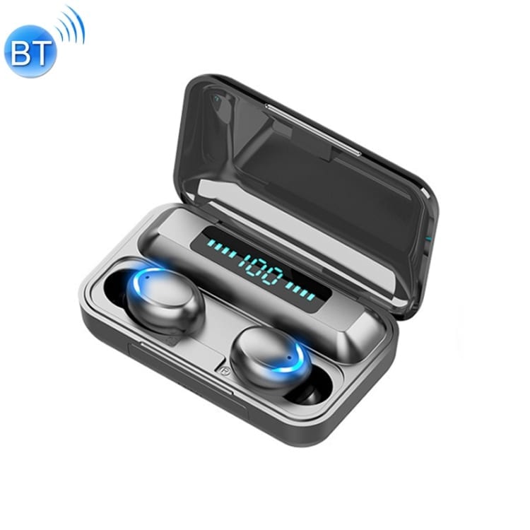 Brezžične slušalke QS3 bluetooth s prenosno polnilno postajo - črna