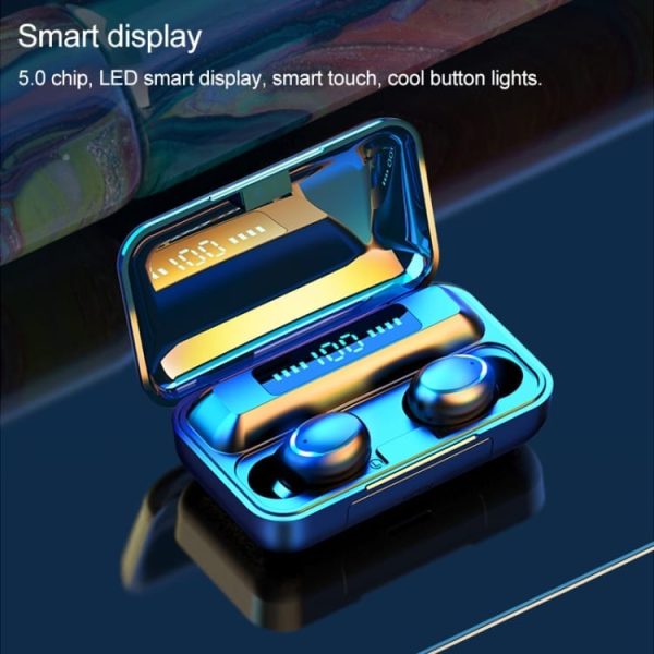Brezžične slušalke QS3 bluetooth s prenosno polnilno postajo - črna - slika 1