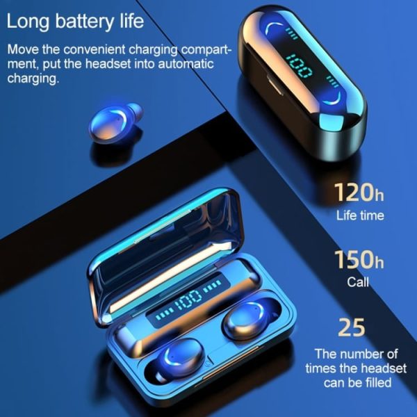 Brezžične slušalke QS3 bluetooth s prenosno polnilno postajo - črna - slika 2