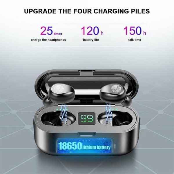 Brezžične slušalke x30 bluetooth s prenosno polnilno postajo 3v1 - črna - slika 4