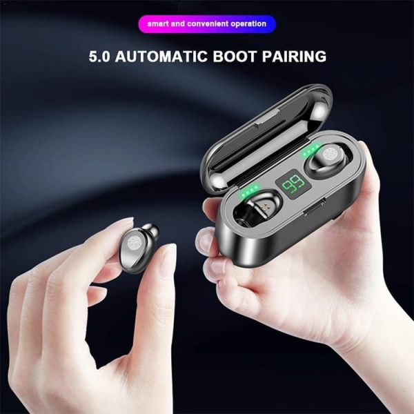 Brezžične slušalke x30 bluetooth s prenosno polnilno postajo 3v1 - črna - slika 5