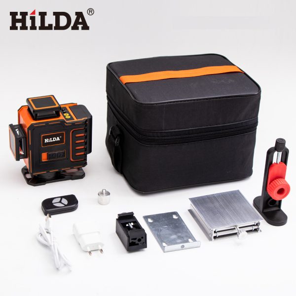 HILDA 4D gradbeni linijski laser, 16 linijski zeleni s samodejnim uravnavanjem, akumulatorski, 2x baterija, HD4522A