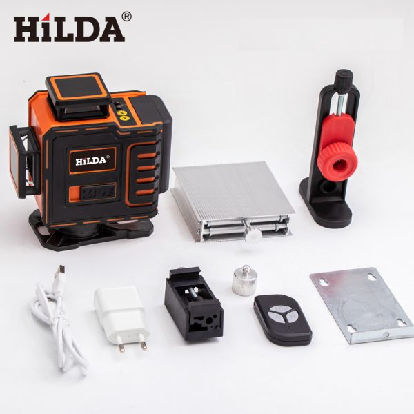 HILDA 4D gradbeni linijski laser, 16 linijski zeleni s samodejnim uravnavanjem, akumulatorski, 2x baterija, HD4522A - slika 1