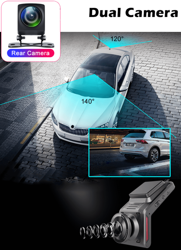 K18 Max HD Avto kamera z vgrajenim GPS sprejemnikom in SIM LTE 4G podporo, WIFI Hotspot, Vzvratna kamera - slika 8