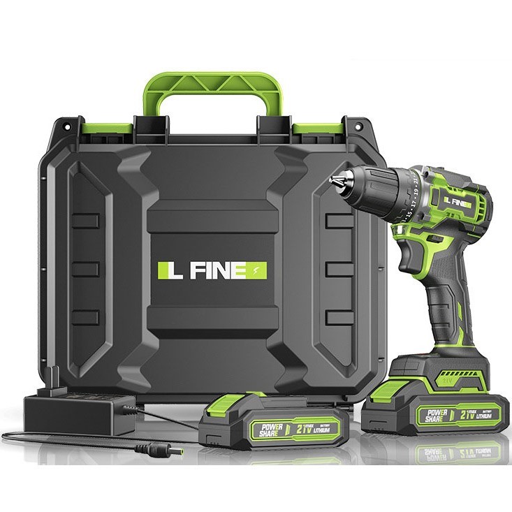 LFINE Drill Pro 21V akumulatorski vrtalnik/vijačnik, 2x baterija, komplet pripomočkov