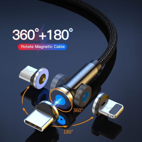 Magnetni kabel Kuulaa FastCharge s priloženimi nastavki - Črn - slika 4