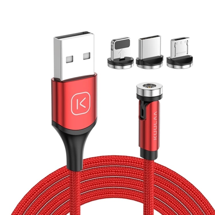 Magnetni kabel Kuulaa FastCharge s priloženimi nastavki - Rdeč