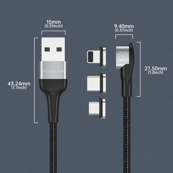 Magnetni kabel Kuulaa MegaBoost s priloženimi nastavki - rdeč - slika 2