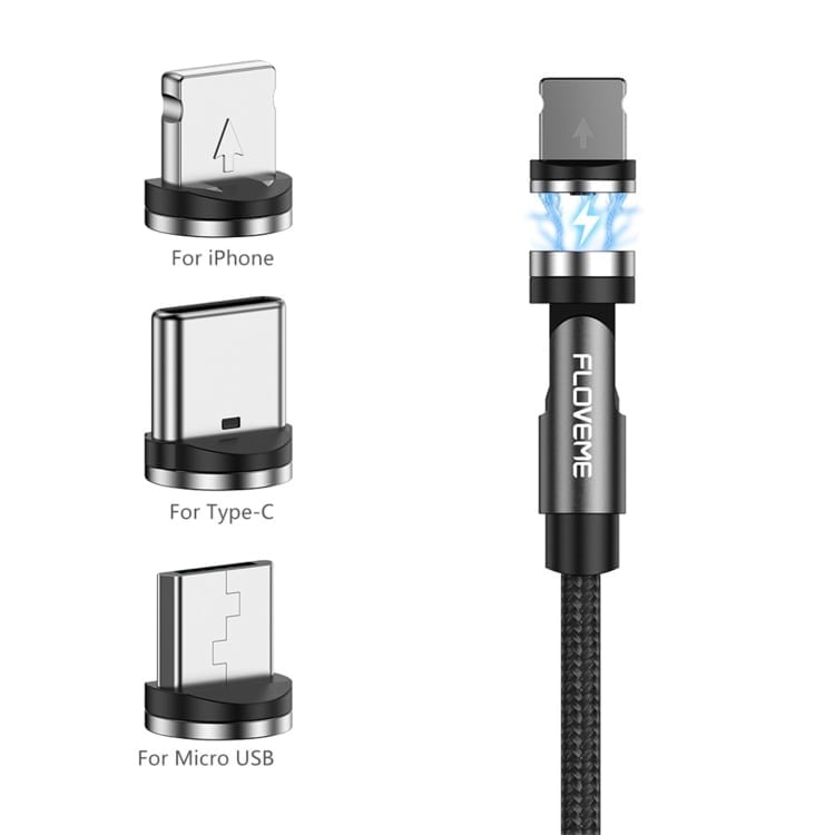 Magnetni kabel MagBoost 4v1 s priloženimi nastavki - 100cm - Črni