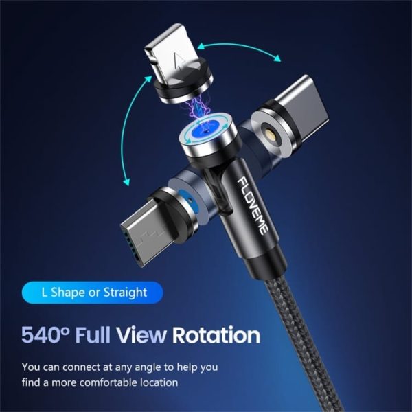 Magnetni kabel MagBoost 4v1 s priloženimi nastavki - 100cm - Črni - slika 3