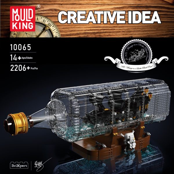 Mould King 10065 Black Pearl v steklenici kocke za sestavljanje, Velik model, 2499-delni - slika 2