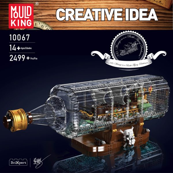 Mould King 10067 Leteči Holandec v steklenici kocke za sestavljanje, Velik model, 2499-delni - slika 1