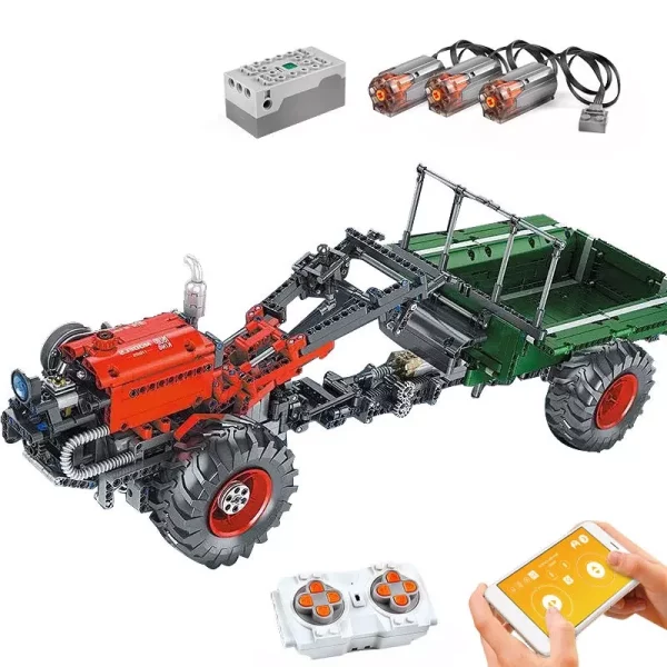 Mould King 17005 Traktor, kocke za sestavljanje, velik model, motoriziran pogon, 1312-delni