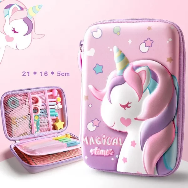 Premium velika trda šolska peresnica EVA 3D magical time - prazna - slika 2