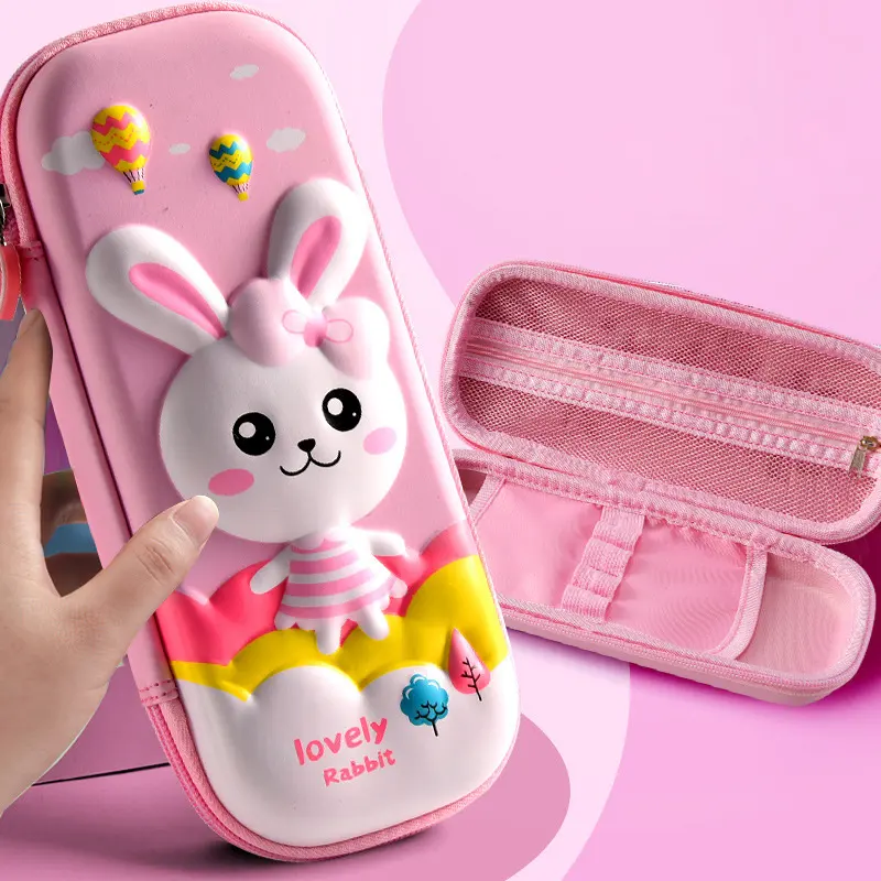 Premium trda šolska peresnica EVA 3D Lovely Rabbit - prazna