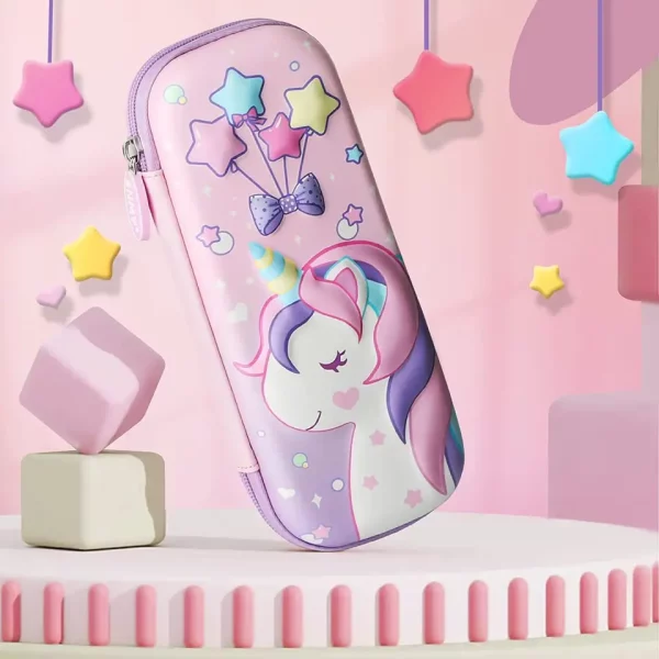 Premium trda šolska peresnica EVA 3D Pink Unicorn - prazna - slika 2