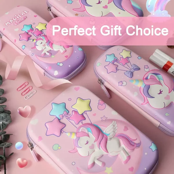 Premium trda šolska peresnica EVA 3D Pink Unicorn - prazna - slika 5