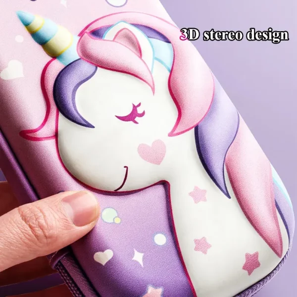 Premium trda šolska peresnica EVA 3D Pink Unicorn - prazna - slika 8