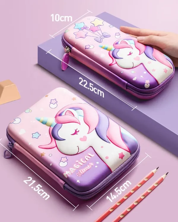 Premium trda šolska peresnica EVA 3D Pink Unicorn - prazna - slika 6