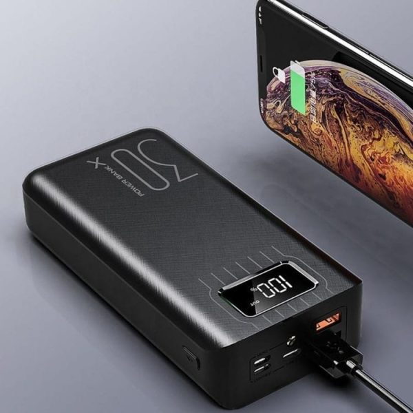 Prenosna polnilna baterija Power bank PowerStar - 30000mAh - Črna - slika 8