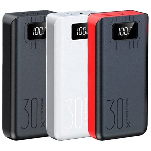 Prenosna polnilna baterija Power bank PowerStar - 30000mAh - Črna - slika 1