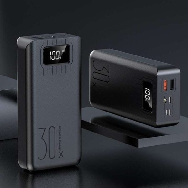Prenosna polnilna baterija Power bank PowerStar - 30000mAh - Črna