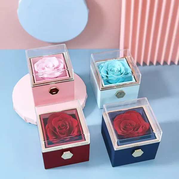 Romantična darilna škatlica za nakit z vrtljivim delom WonderRose, Turkizna - slika 5