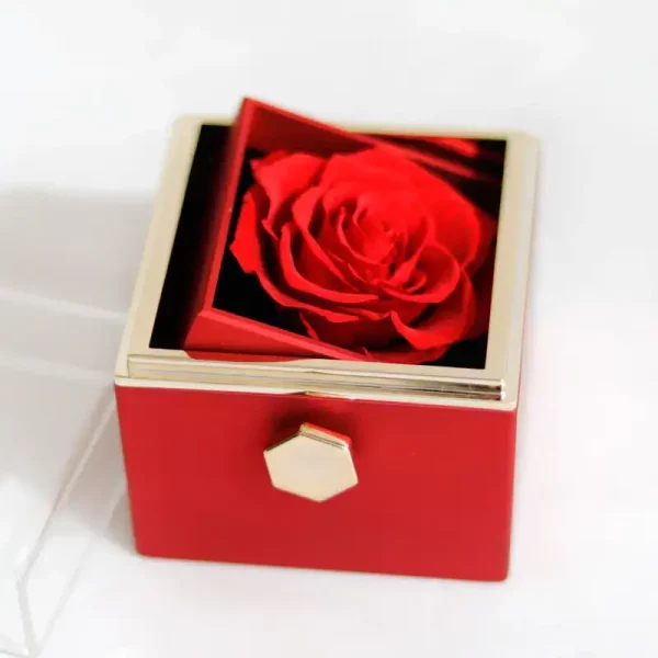 Romantična darilna škatlica za nakit z vrtljivim delom WonderRose, Rdeča - slika 3