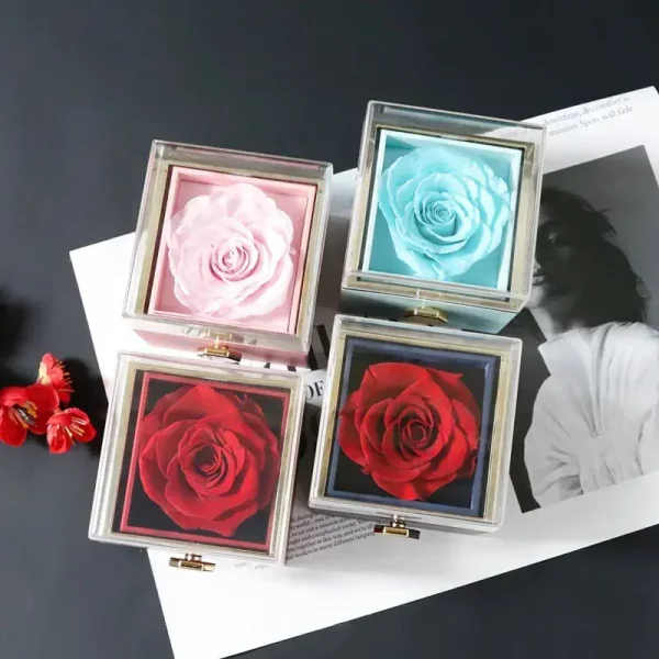 Romantična darilna škatlica za nakit z vrtljivim delom WonderRose, Modra - slika 5