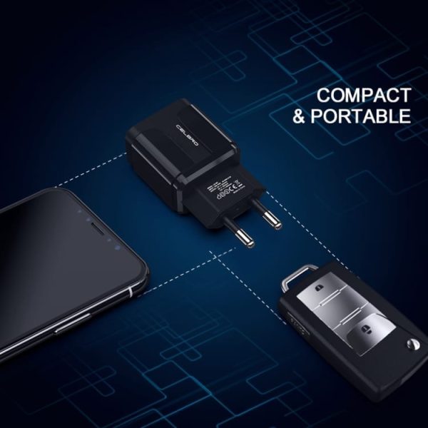 Stenski polnilni adapter FastCharge QC3.0 18W - Črn - slika 2