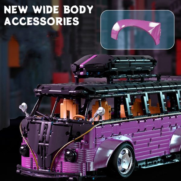 TGL T5022B vijoličen bus, kocke za sestavljanje, motoriziran pogon, velik model 1:8, 3299-delni - slika 5
