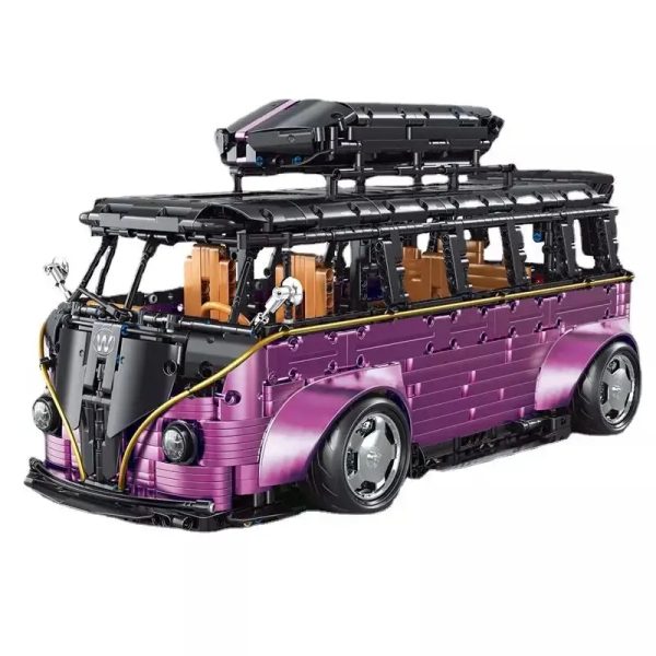 TGL T5022B vijoličen bus, kocke za sestavljanje, motoriziran pogon, velik model 1:8, 3299-delni - slika 1
