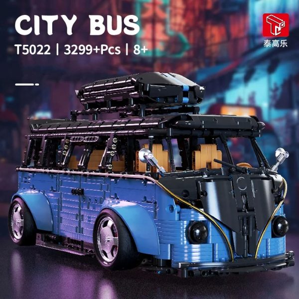 TGL T5022A moder bus, kocke za sestavljanje, motoriziran pogon, velik model 1:8, 3299-delni - slika 1