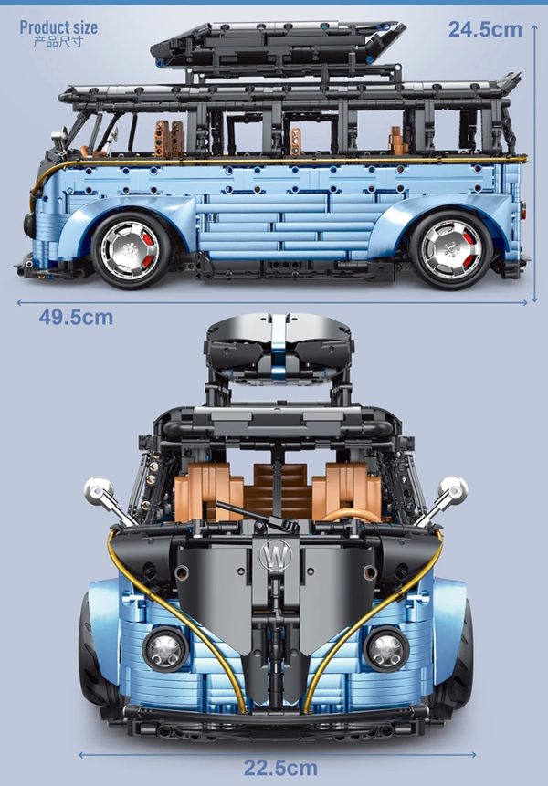 TGL T5022A moder bus, kocke za sestavljanje, motoriziran pogon, velik model 1:8, 3299-delni - slika 7