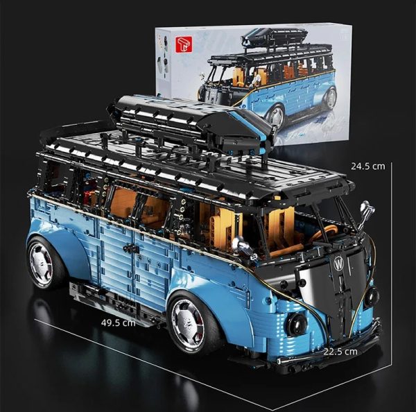 TGL T5022A moder bus, kocke za sestavljanje, motoriziran pogon, velik model 1:8, 3299-delni