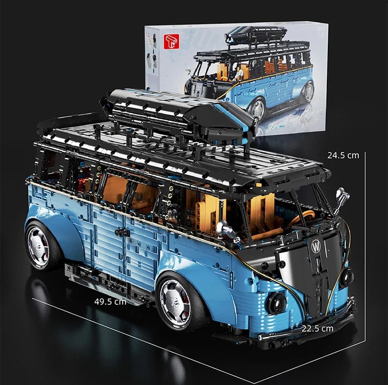 TGL T5022A moder bus, kocke za sestavljanje, motoriziran pogon, velik model 1:8, 3299-delni
