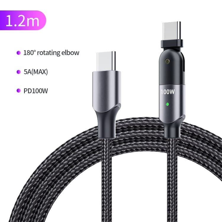 USB-C v USB-C PD kabel za ultra hitro polnjenje 100W 5A - Siv