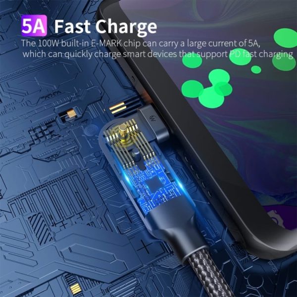 USB-C v USB-C PD kabel za ultra hitro polnjenje 100W 5A - Siv - slika 11